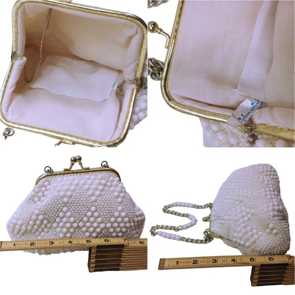 Vintage 60s-70s John Wind Hong Kong Beaded Evening Handbag 9x7 Hinged KissLock - Picture 10 of 14